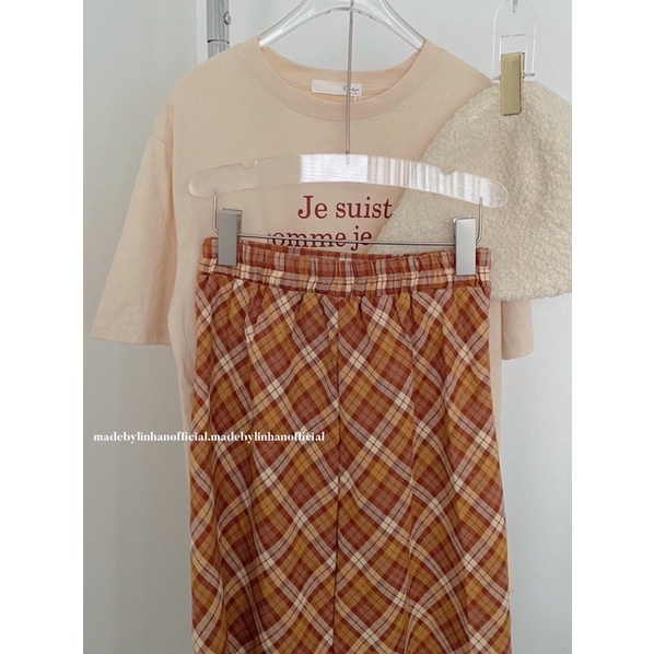 Chân váy kẻ cam Hàn (byYoonluv) 602