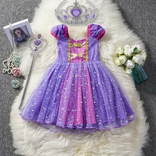 Đầm hoá trang công chúa rapunzel cho bé gái kèm phụ kiện