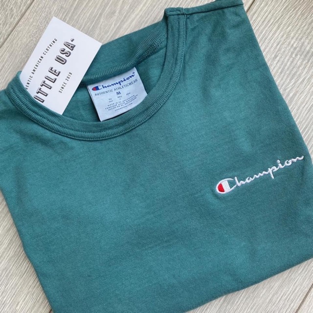 ÁO PHÔNG CHAMPION CHÍNH HÃNG THÊU - GARMENT DYED EMBROIDERED TSHIRT