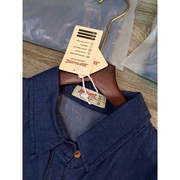 Đầm sơ mi jeans giấy dáng suông