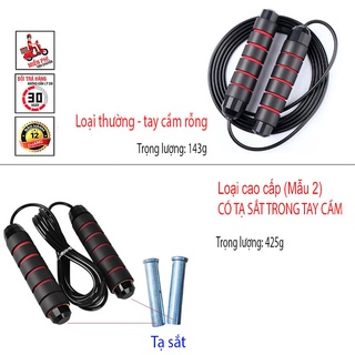 Dây Nhảy Tập Thể Dục Thể Thao Siêu Rẻ, Dây Nhảy MUAY, BOXING Lõi Thép (Tạ Sắt) Cao Cấp 2,7m Có Thể Cắt Bớt Dây