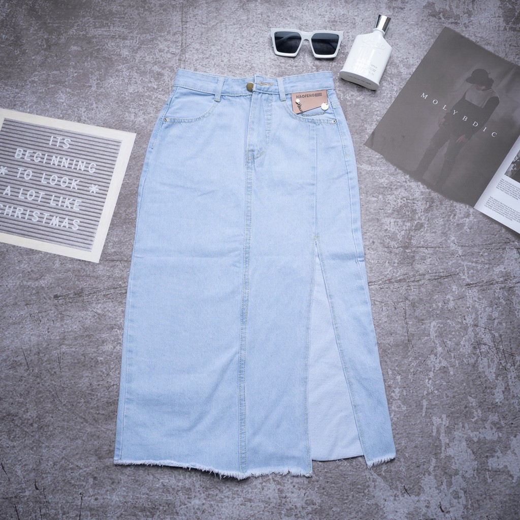 Váy Jean Dài Nữ Xẻ Tà Lưng Cao Kiểu ULZZANG | BigBuy360 - bigbuy360.vn