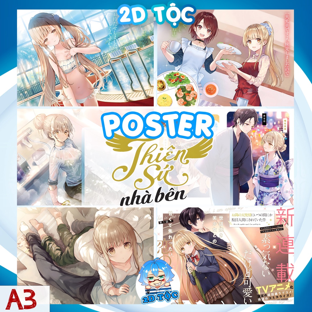 Tranh poster A3 (8) Anime Manga  Thiên sứ nhà bên chất liệu giấy cao cấp - 2D Tộc Shop