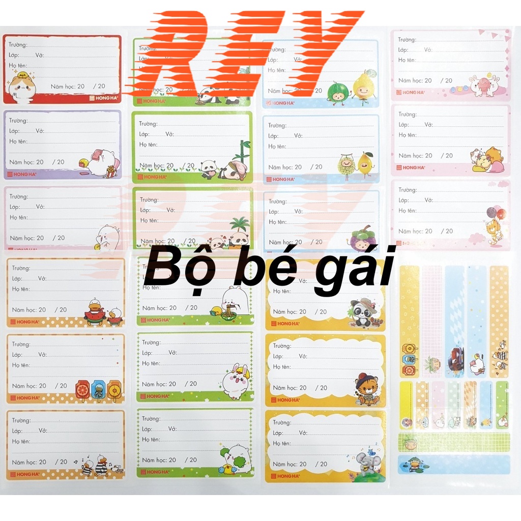 COMBO 42 cái giấy nhãn vở và 28 sticker dán dụng cụ học tập nhỏ xinh Hồng Hà 3470