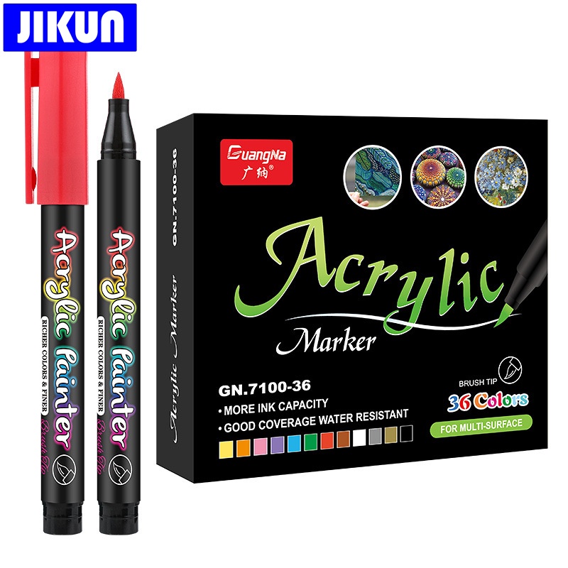 Bút Lông Acrylic 36 Màu Dùng Vẽ Trang Trí Cho Vải/Thủy Tinh/Vải