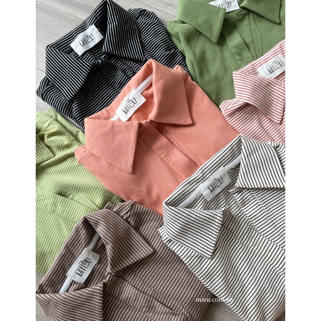 Áo croptop cổ polo sọc trẻ trung năng động Miều Est.2013