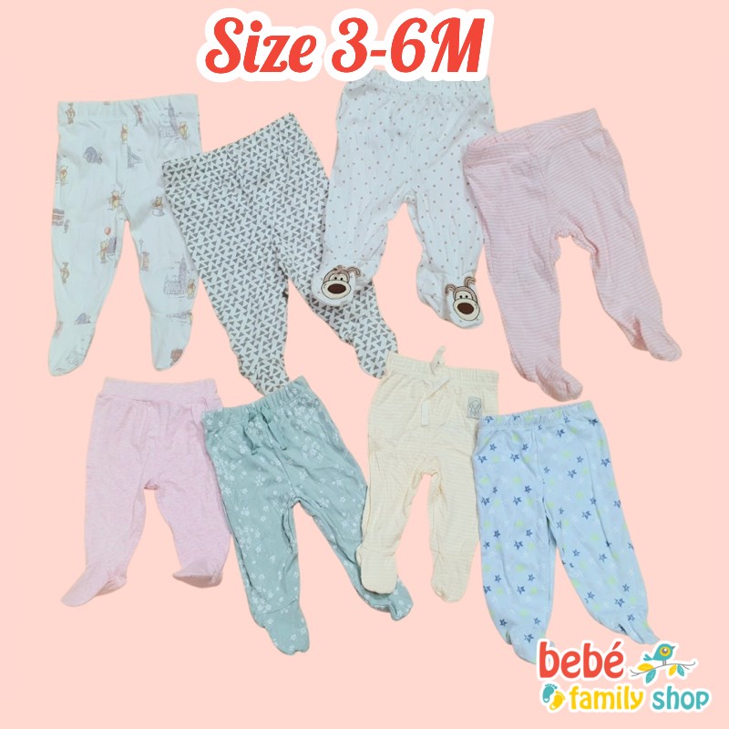 [size 3-6M] Quần dài liền vớ thun cotton cho bé trai, bé gái Carters, George, hàng xuất dư