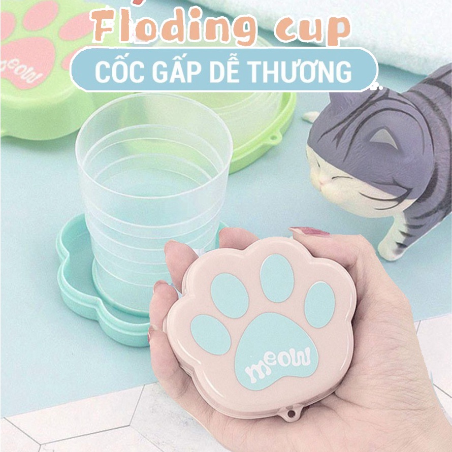 Cốc Nước Gấp Gọn Ly Cốc Di Động Mang Đi Du Lịch Hình Mèo Đáng Yêu