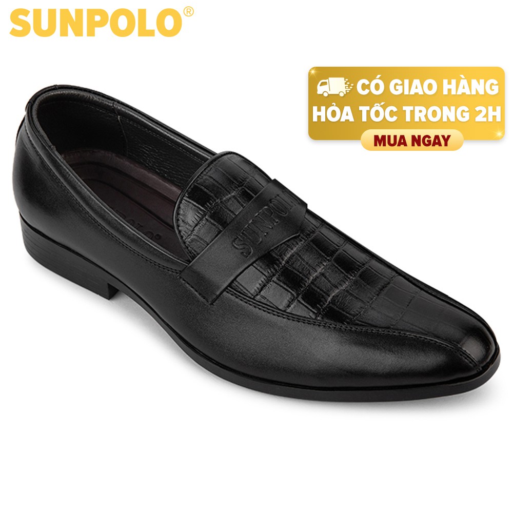 Giày Tây Nam Da Bò SUNPOLO Đen SPH217