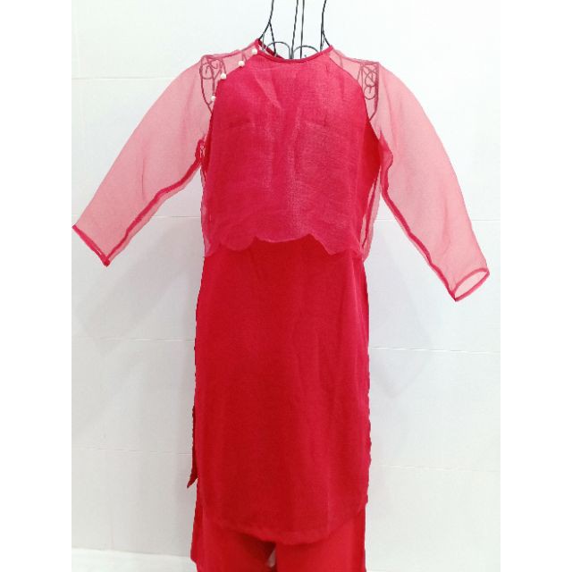 HÀNG HOT - Áo Dài Cách Tân Nữ Trơn Đỏ | BigBuy360 - bigbuy360.vn