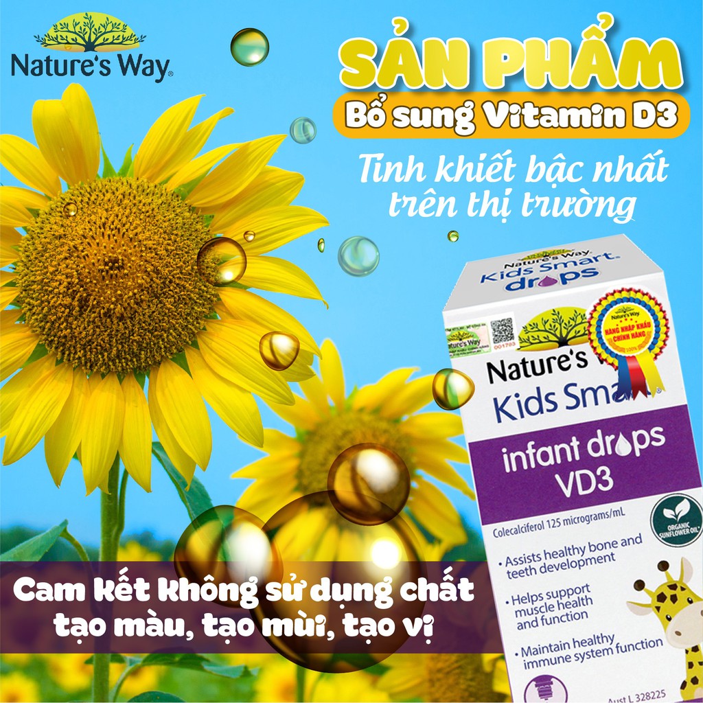 ✔️️️(Tặng quà xinh) Nature's Way Kids Smart Infant Drops VD3 - Bổ sung Vitamin D3 cho Bé (Lọ 10ml)