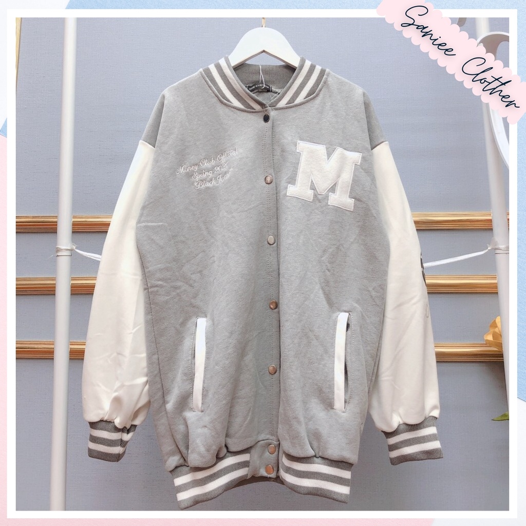Áo Bomber Nam Nữ, Áo Bóng Chày Unisex Phối chữ M Chất Nỉ Dày Min Saniee Clother | BigBuy360 - bigbuy360.vn