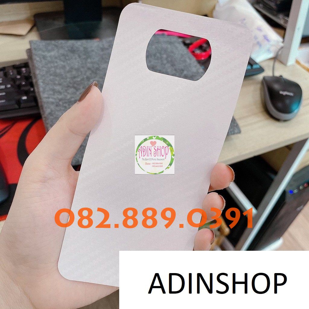 Miếng dán mặt lưng skin carbon Xiaomi Poco X3 NFC trong, đen