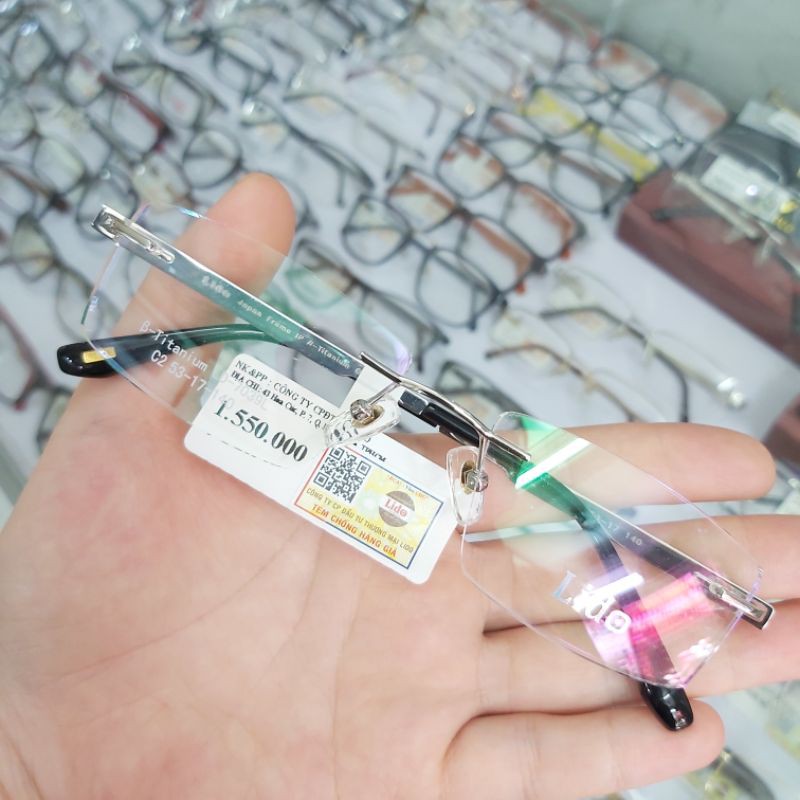 Combo gọng kính khoan LIDO + tròng kính Chemi Lens 1.60