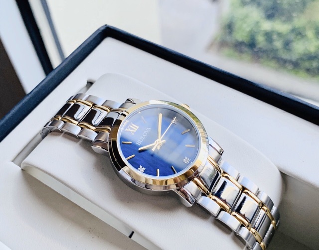 Đồng hồ Unisex Bulova 98X117 cặp đôi mặt xanh blue siêu đẹp