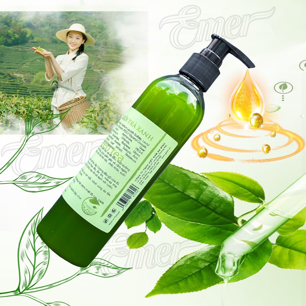 Combo 3 dầu gội trà xanh green tea sạch gàu hết ngứa Emer Garin 300ml