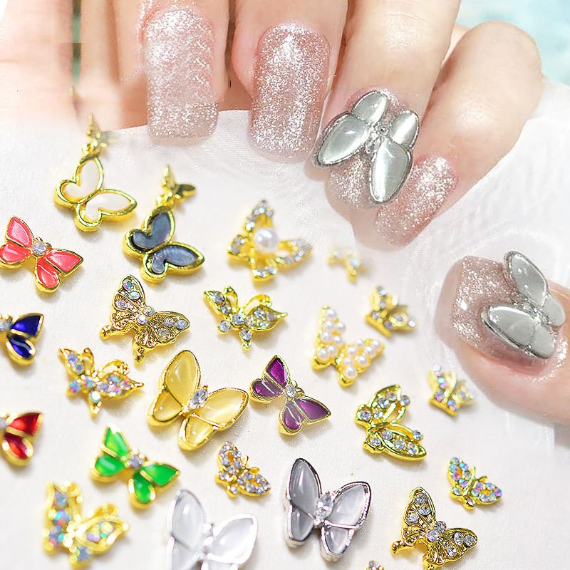 Set 10 Đá Hình Bướm 3d Trang Trí Móng Tay Nghệ Thuật