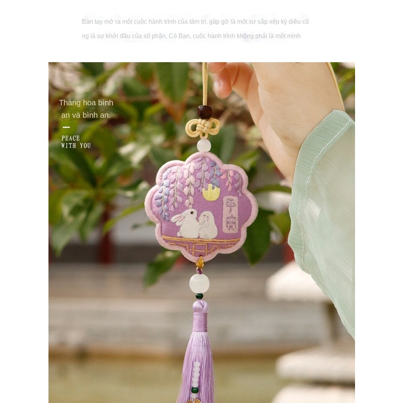 Mặt dây chuyền phước lành Ping'an thêu tay Tự làm món quà sinh nhật tự làm cô gái tặng bạn trai, bạn gái và những người yêu thích món quà đi lạc
