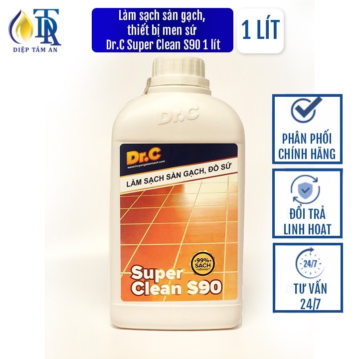 Chất tẩy Làm Sạch Sàn Gạch, Đồ Sứ Super Clean S90 Can 1Lít - S90 - 01