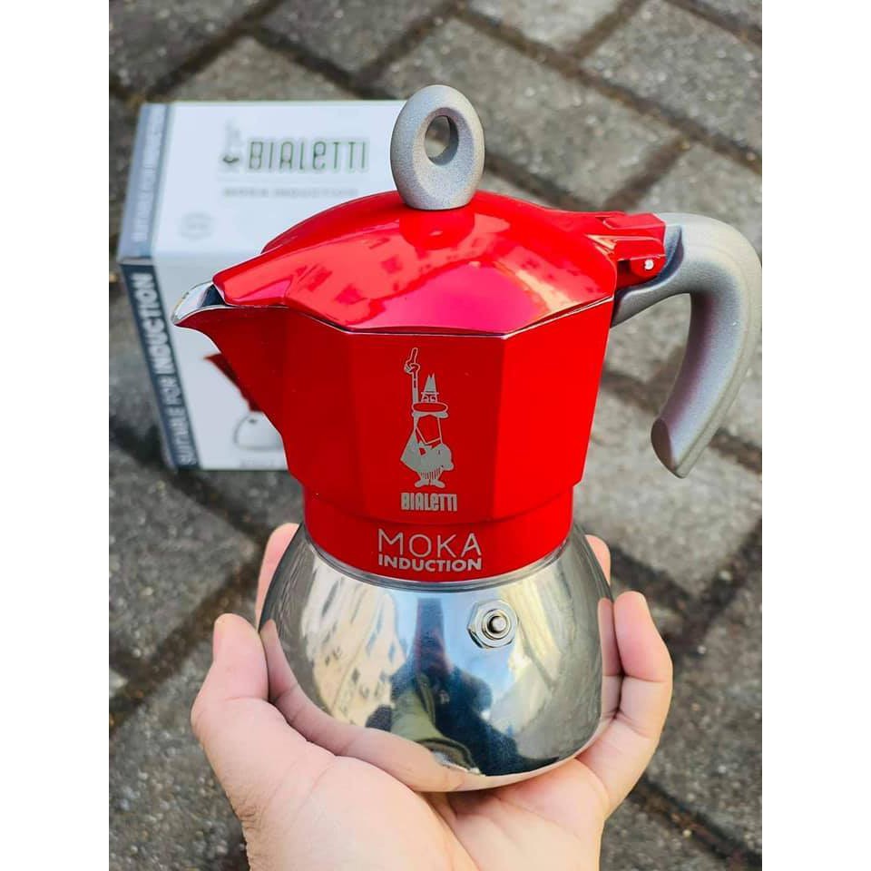 Ấm pha cà phê Bialetti Moka Express ITALY 4 cốc màu đỏ xinh đẹp dùng được bếp từ