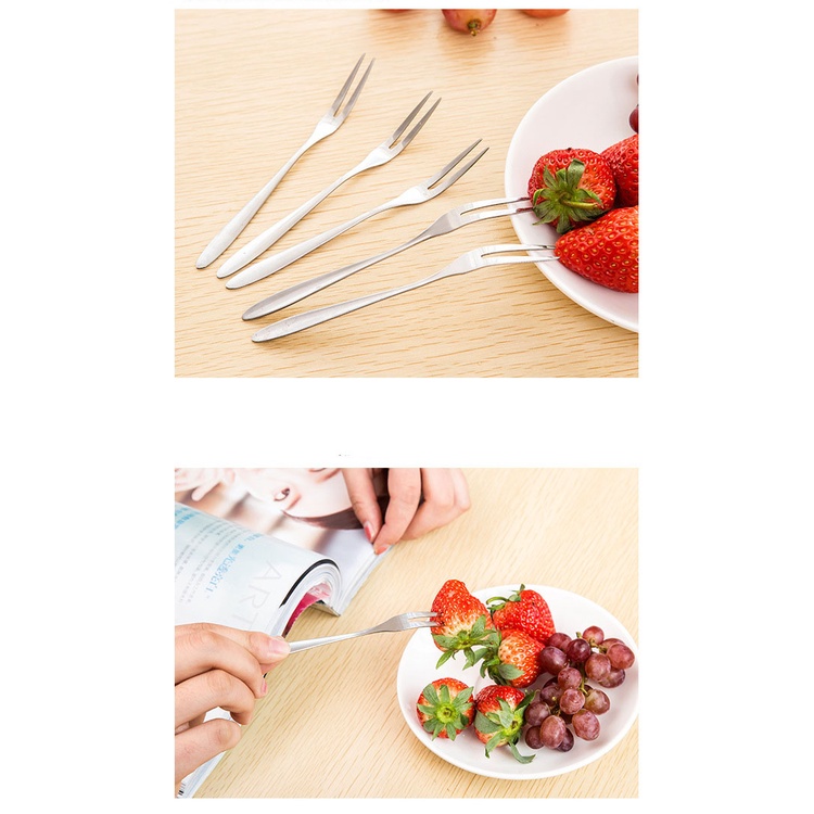 Dĩa Hoa Quả Cao Cấp - Nĩa Xiên Trái Cây Tráng Miệng Chất Liệu Inox Sáng Bóng Bền Đẹp