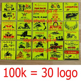 combo 30 logo phượt phản quang tem xe phản quang