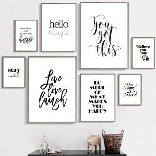 Tranh canvas họa tiết chữ màu trắng đen trang trí sang trọng mã Al132
