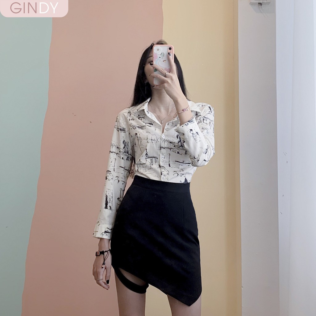 Chân váy ngắn nữ Gindy cạp cao kèm đai chân mẫu mới nhất hàng thiết kế V10072 | BigBuy360 - bigbuy360.vn