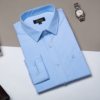 Áo Sơ Mi Nam Công Sở Trung Niên Thương Hiệu Anton Xanh Dương Dài Tay Vải Cotton Co Dãn, Thấm Hút - XA14