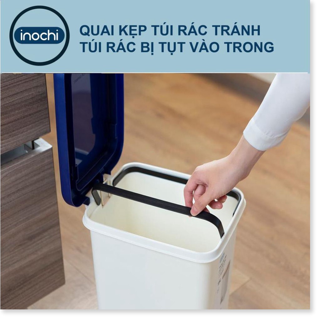 Thùng Rác -Nhựa Đạp Chân Nắp Đậy Chữ Nhật HIRO INOCHI 30 Lít Làm Sọt Rác Văn Phòng , Gia Đình TRAC30