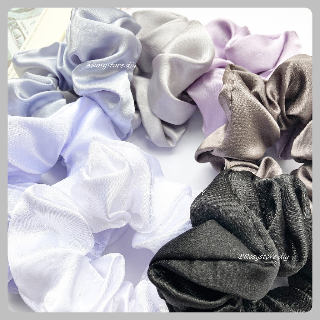 [Ảnh thật]CỘT TÓC VẢI SCRUNCHIES LỤA SATIN TÔNG ĐEN TRẮNG SANG TRỌNG-THỜI TRANG HÀN QUỐC NỮ PHỤ KIỆN GIÁ RẺ ĐẸP