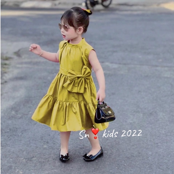 Váy bé gái, váy thô nơ xinh bánh bèo SN 2 màu siêu hot cho bé size 10-35kg