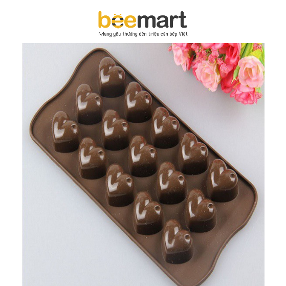 Khuôn silicon socola 15 trái tim giọt nước