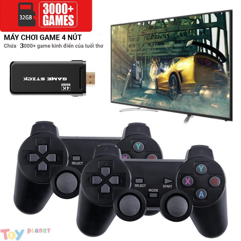 Game Stick 4K HDMI - Máy Chơi Game Điện Tử 4 Nút Cầm Tay Không Dây HDMI PS3000 + Trò Chơi Hỗ Trợ Game  CPS/FC/GBA/GB/MD