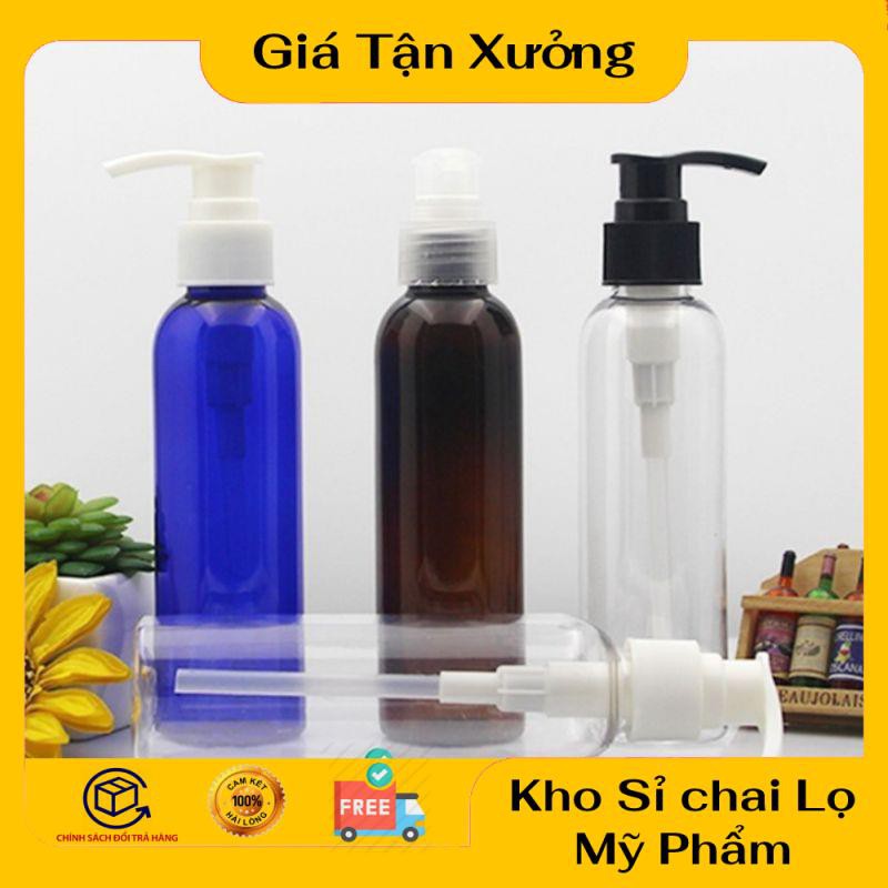 Chai Chiết Mĩ Phẩm ❤ TRÙM SỈ ❤ Chai nhựa pet vòi nhấn sữa tắm 250ml 200ml 150ml 100ml chiết mỹ phẩm , phụ kiện du lịch