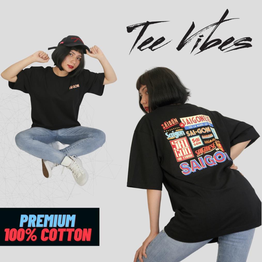 Áo Thun Unisex nam nữ TeeVibes phông tay lỡ form rộng tee oversize chất liệu Cotton Saigonese Đẹp