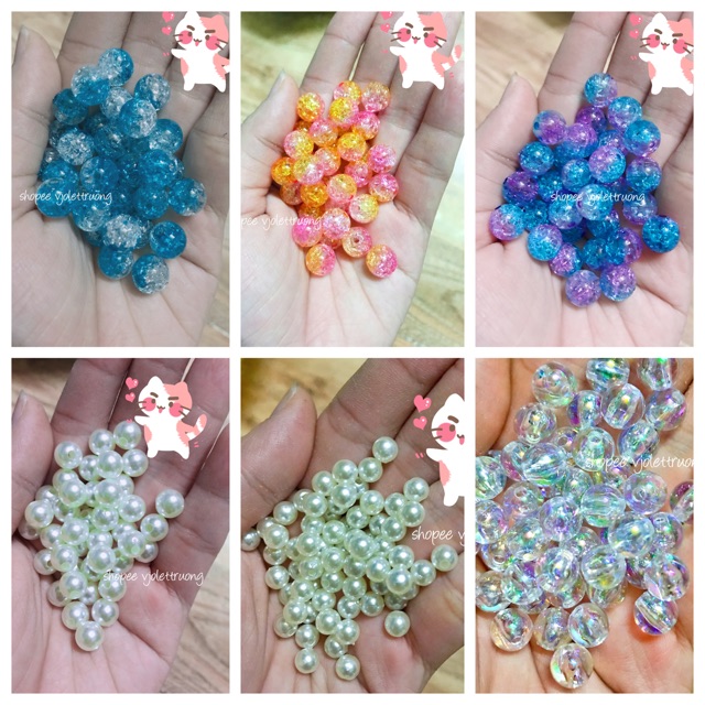 [ Nguyên liệu scrunchies ] Hạt Trân châu xà cừ đổi màu làm scrunchies