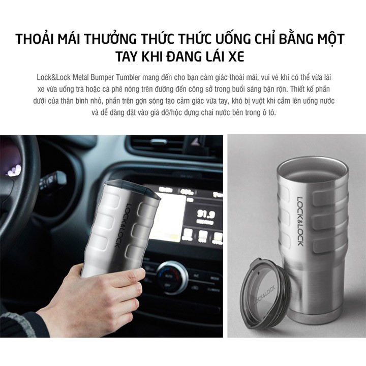 Ly Giữ Nhiệt Lock&Lock Thép Không Gỉ Bumper Tumbler LHC4139SLV (550ml)