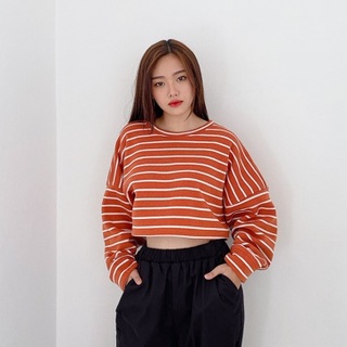 Áo thun sọc dáng ngắn - Crop Oversized tee - SODA POP