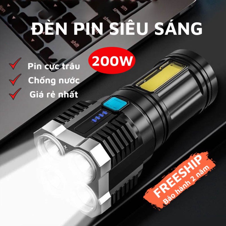 Đèn Pin 4 bóng và 5 bóng Siêu Sáng Cầm Tay Chắc Chắn 4 Chế Độ Sáng Tiện Dụng, ASAKI OFFICIAL ..