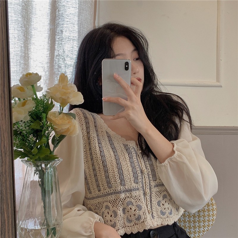 Áo tay dài cổ chữ V phong cách cổ điển hợp thời trang cho nữ