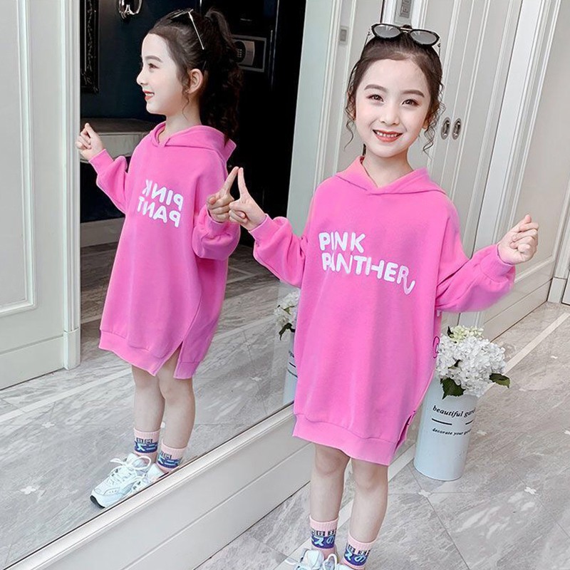 Đầm Tay Dài Có Mũ Trùm Đầu In Hình Dễ Thương Cho Bé Gái