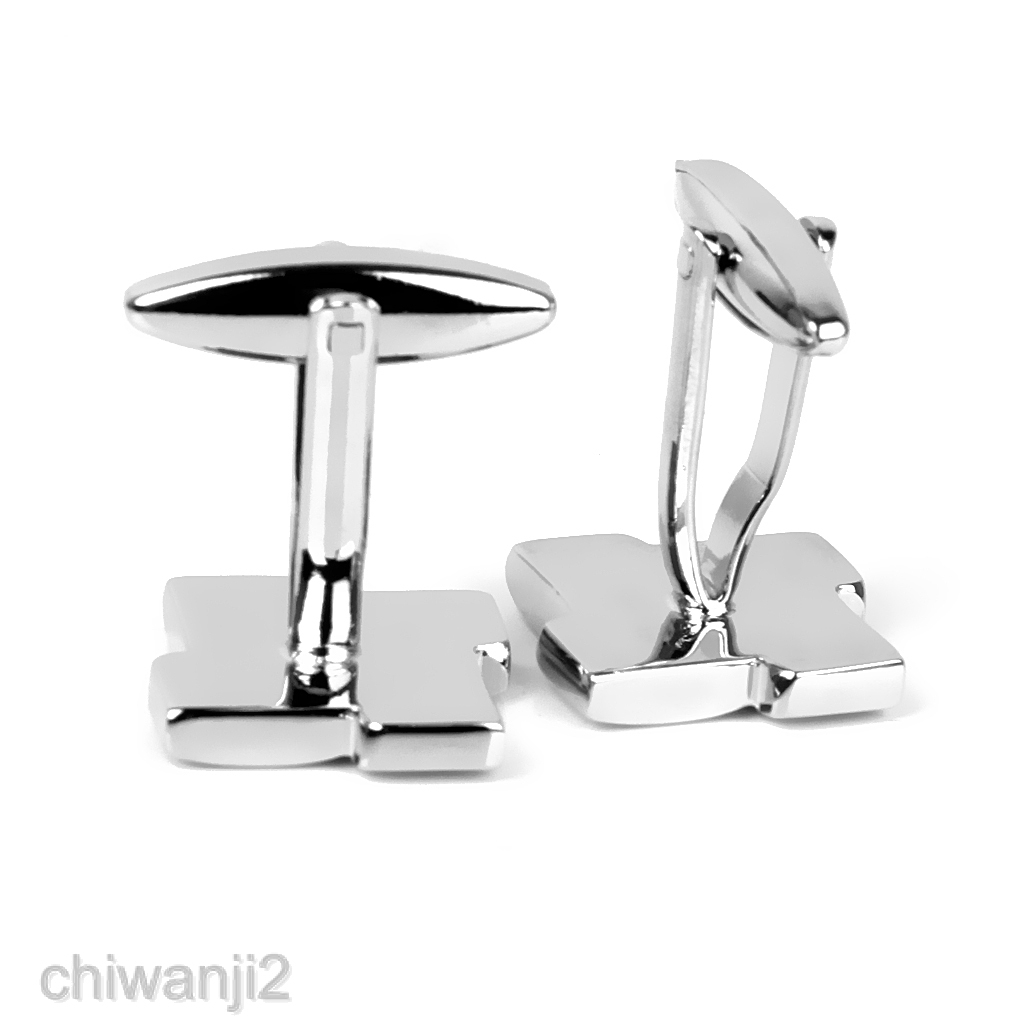 MEN'S SILVER GEOMETRIC FORMAL DRESS SHIRT CUFFLINKS CUFF LINKS WEDDING