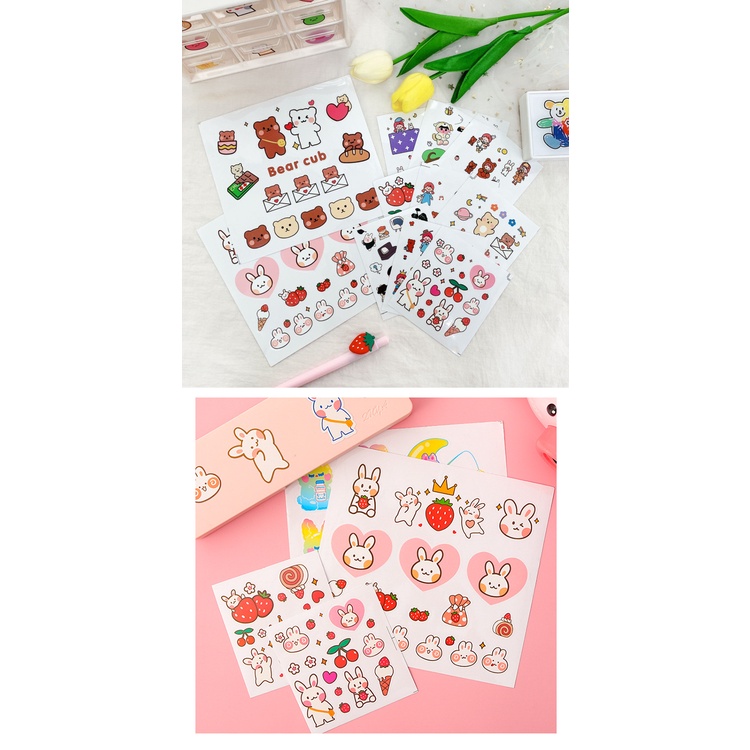 Miếng Dán họa tiết Hoạt Hình Dễ Thương Dùng Trang Trí Điện Thoại / Mũ Bảo Hiểm Diy