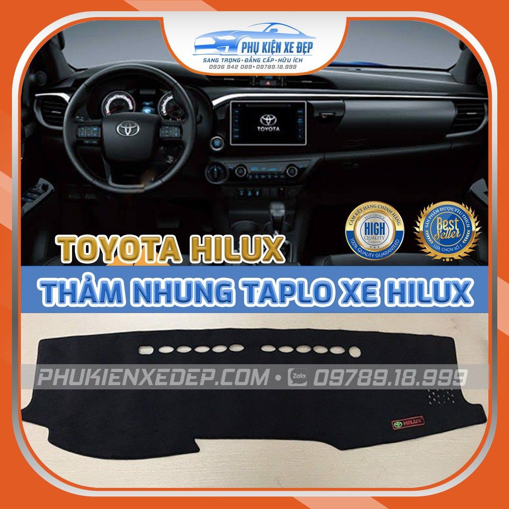 Thảm chống nóng taplo xe Toyota Hilux chất liệu Nhung Lông cừu 3 lớp chống Trượt, đặt hàng ghi chú rõ Năm sản xuất của x