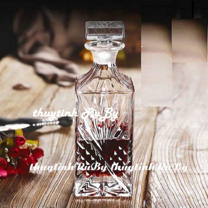 Bình Rượu Thủy Tinh Vuông 1000Ml- Vỏ Chai Rượu Đẹp Sang Trọng | BigBuy360 - bigbuy360.vn