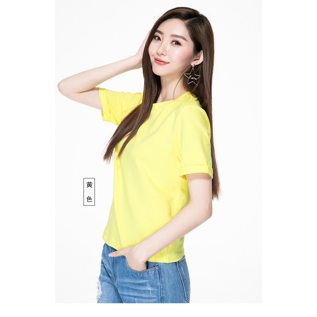 Áo thun trơn nữ thời trang Trắng-Tím-Vàng-Xanh | BigBuy360 - bigbuy360.vn