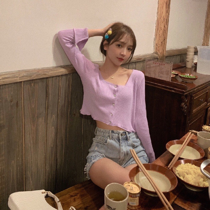 ÁO LEN DẠ DỆT KIM MÀU TÍM