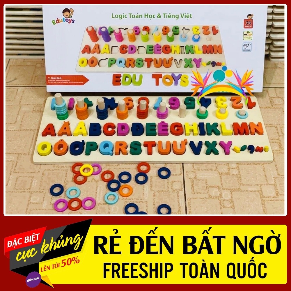 🌟 Bảng Chữ Cái Và Số Tiếng Việt Cột Tính Montessori Bằng Gỗ An Toàn Giáo Dục cho Bé