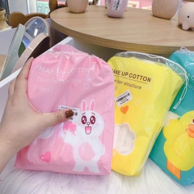 Bông tẩy trang Gấu, vịt, thỏ dễ thương ( 200 miếng) | BigBuy360 - bigbuy360.vn